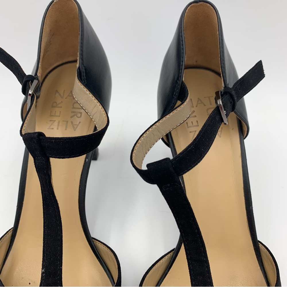 Naturalizer Black Heel Women 9M Formal Dress T-Strap Faux Suede Adjustable EUC - Picture 7 of 13